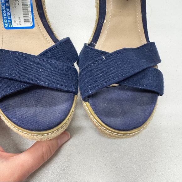 Steve Madden Blue Chambray Espadrille Wedge Sandals Women’s 8.5 Beachy Casual - Picture 7 of 9